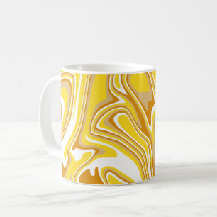 Caneca De Café Arte Fluida Abstrata Redemoinho Dourado