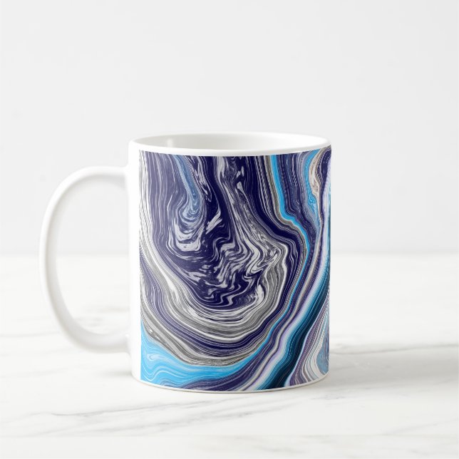 Caneca De Café Arte Fluida Marble Azul (Esquerda)