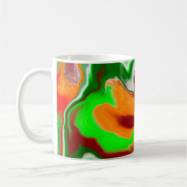 Caneca De Café Arte Fluida Vermelha, Verde, Borgonha Colorida