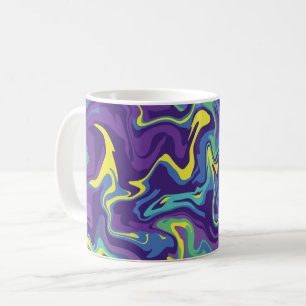 Caneca De Café Arte Fluido Abstrato com Cores Vibrantes