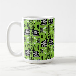 Caneca De Café Arte Foliar Nórdica Escandinava do Coelho