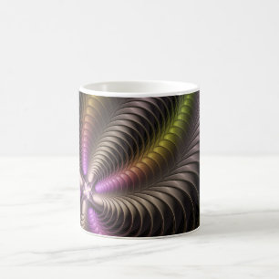 Caneca De Café Arte Fractal 3D Colorida abstrato brilhante