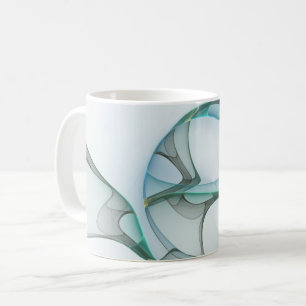 Caneca De Café Arte fractal abstrata moderna azul turquesa cinza