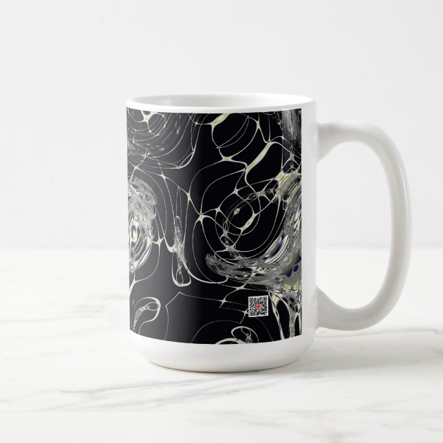 Caneca De Café Arte Fractal Abstrata Teia Dourada (Direita)