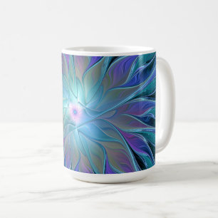 Caneca De Café Arte Fractal Abstrato de Sonho Roxo Azul
