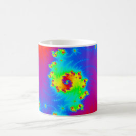 Caneca De Café Arte Fractal Arco-Íris Colorida