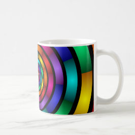 Caneca De Café Arte Fractal Arredondada e Psicodélica Colorida Mo
