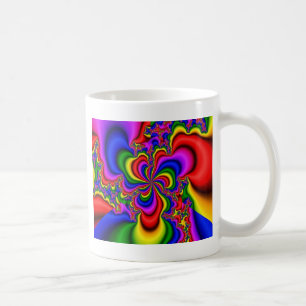 Caneca De Café arte fractal da roda do arco-íris