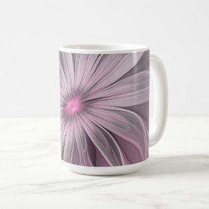 Caneca De Café Arte fractal floral de ameixa abstrata flor fantas
