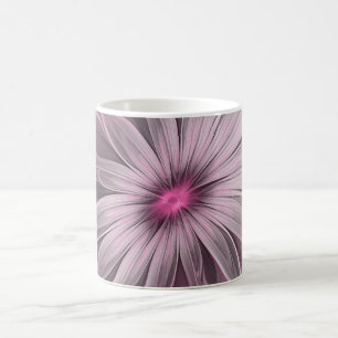 Caneca De Café Arte fractal floral de ameixa abstrata flor fantas