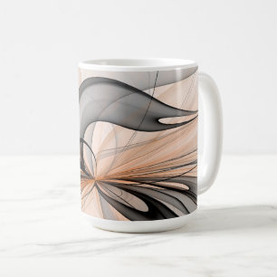 Caneca De Café Arte fractal moderno cinza sienito antracito abstr