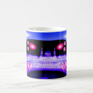 Caneca De Café Arte funky de invasão alienígena