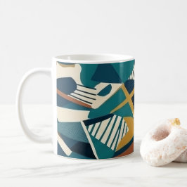 Caneca De Café Arte Geométrica Abstrata Moderna - Laranja Teal Re