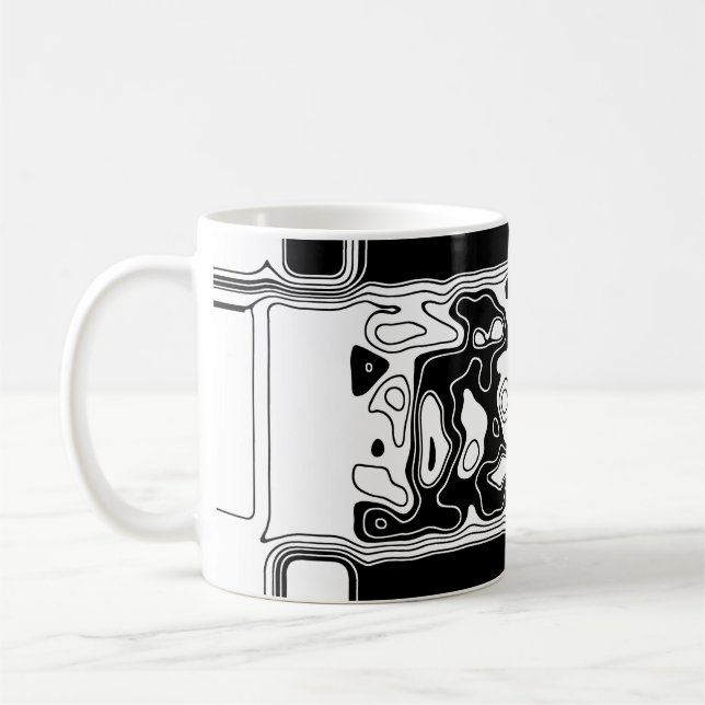 Caneca De Café Arte Geométrica Preta E Branca 1 (Esquerda)