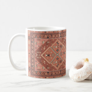 Caneca De Café Arte Geométrica Tribal do Sudoeste em Terracota
