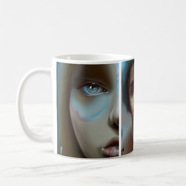 Caneca De Café Arte gerada pela IA, cara de mulher (Esquerda)