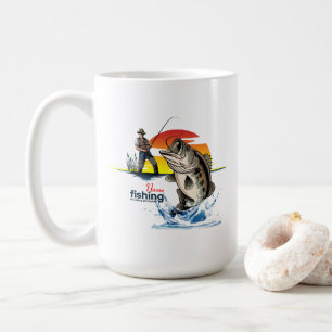 Caneca De Café Arte Gráfica de Pesca de Rúcula Vintage [Masculino