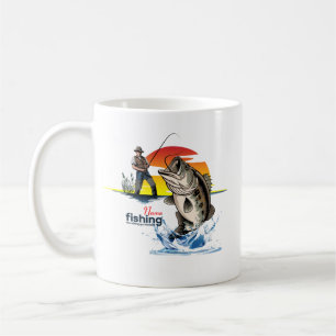 Caneca De Café Arte Gráfica de Pesca de Rúcula Vintage [Masculino