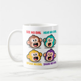 Caneca De Café Arte Gráfica Moderna dos Quatro Macacos Sábios