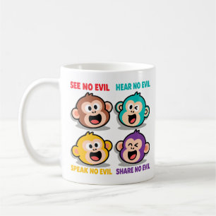 Caneca De Café Arte Gráfica Moderna dos Quatro Macacos Sábios