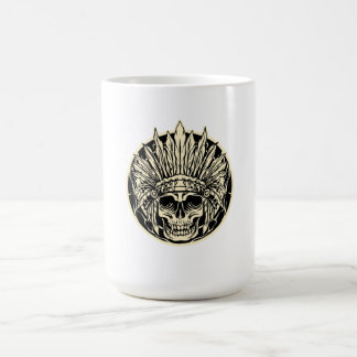 Caneca De Café Arte Gráfico do Crânio do Chefe Guerreiro