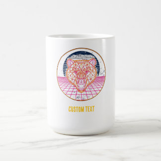 Caneca De Café Arte Gráfico Geométrico de Urso Neon Retro Ciberpu