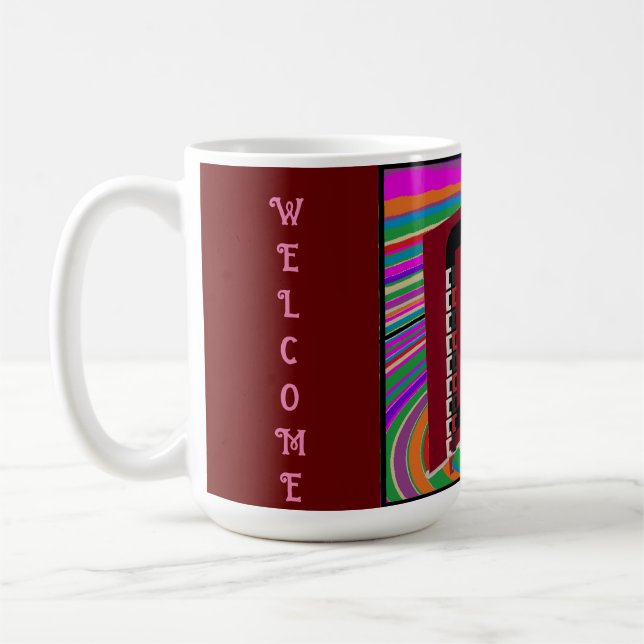 Caneca De Café Arte hippy stripes calça ultra moderna (Esquerda)