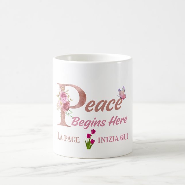 Caneca De Café Arte Inspiradora da Borboleta da Paz (Centro)