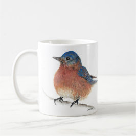 Caneca De Café Arte Lápis com Cor de Água do Bluebird Cute
