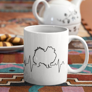 Caneca De Café Arte Linear do Coração do Cão de Estimação da Raça