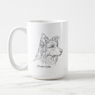 Caneca De Café Arte Linear Minimalista Monocromática de Border Co