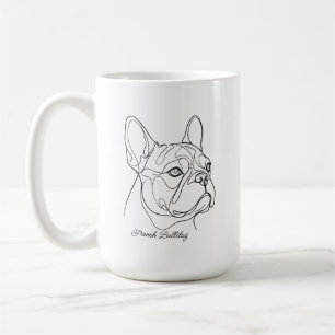Caneca De Café Arte Linear Minimalista Monocromática de Bulldog F