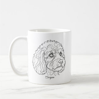 Caneca De Café Arte Linear Minimalista Monocromática de Cavapoo C