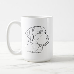 Caneca De Café Arte Linear Minimalista Monocromática de Labrador