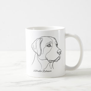 Caneca De Café Arte Linear Minimalista Monocromática de Labrador