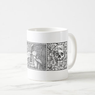Caneca De Café Arte macabramente dos crânios e dos Daffodils
