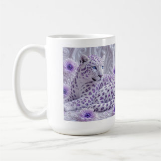 Caneca De Café Arte Majestosa de Leopardo Revestido de Joias Roxa