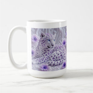 Caneca De Café Arte Majestosa de Leopardo Revestido de Joias Roxa