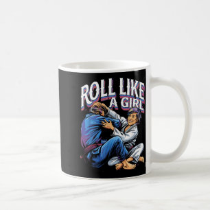 Caneca De Café Arte Marcial Roll Like a Girl Brazilian Jiu Jitsu