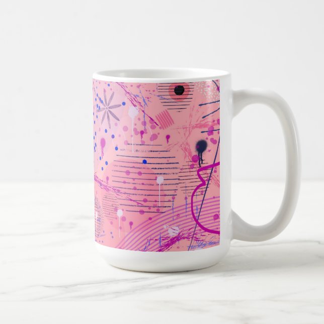 Caneca De Café Arte Maximalista da Festa Rosa (Direita)