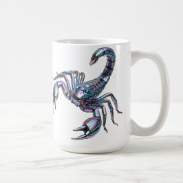 Caneca De Café Arte Mecânica Escorpião Cibernético Iridescente