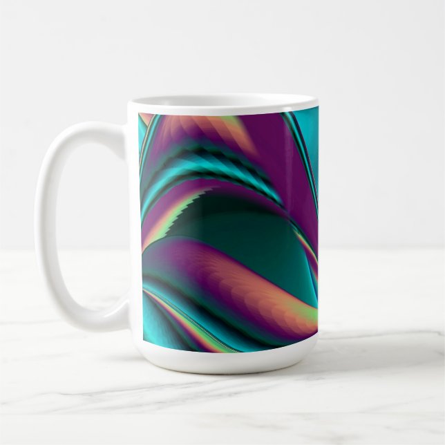 Caneca De Café Arte Metálica Metálica Futurística Abstrato 3D (Esquerda)