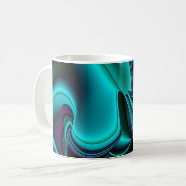 Caneca De Café Arte Metálica Metálica Futurística Abstrato 3D (Frente Esquerda)