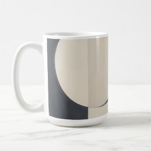 Caneca De Café Arte Minimalista de Círculos Preto e Branco