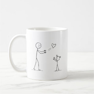 Caneca De Café Arte Minimalista de Figuras de Palito de Mãe e Fil