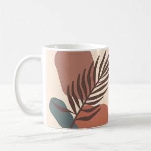 Caneca De Café Arte minimalista de folha de palmeira abstrata