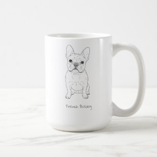 Caneca De Café Arte Minimalista de Linha do Bulldog Francês - Fre