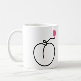 Caneca De Café Arte minimalista de pêssego em uma linha com balão