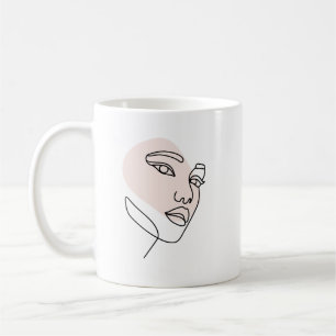 Caneca De Café Arte minimalista feminina abstrata em linha única