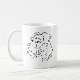 Caneca De Café Arte Minimalista Monocromática de Schnauzer em Lin